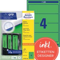 AVERY Zweckform Ordnerrücken-Etiketten L4768-100 breit/kurz grün 400 Stück