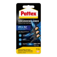 Pattex Sekundenkleber UltraGel Mini Trio PSMG3 Tube 1g 3 Stück