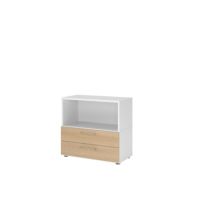 Hammerbacher Regal FlexWall 2Schübe 2OH weiß/eiche