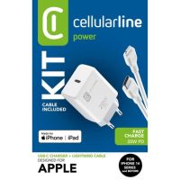 cellularline Ladegerät ACHIPHKITC2LMFI20W +Kabel