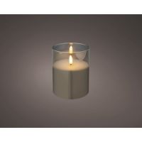 LUMINEO 485357 Lumineo Kerze Wachs Glas LED 12,5cm gr