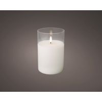 LUMINEO 485355 Lumineo Kerze Wachs Glas LED 15cm ws