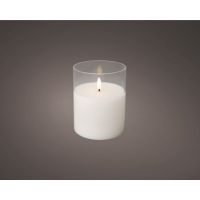 LUMINEO 485354 Lumineo Kerze Wachs Glas LED 12,5cm ws