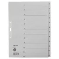 Leitz Register 12330085 DIN A4 1-12 volle Höhe Papier grau