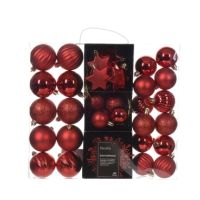 DECORIS Weihnachtskugeln Mix 023924 bruchfest rot 40St