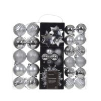DECORIS Weihnachtskugeln Mix 023922 bruchfest silber 40St