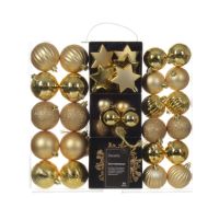 DECORIS Weihnachtskugeln Mix 023921 bruchfest gold 40St