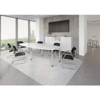 Konferenztisch für 10 Personen, mit 6 Chromfüßen/KT28C/W Weiß
